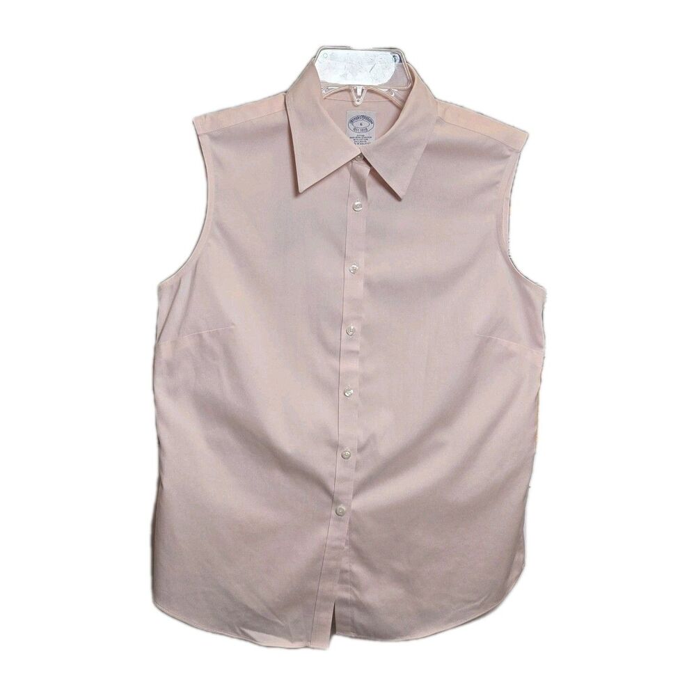 Brooks Brothers Cotton Sleeveless Button Down Shirt Women's Size 6 Pink No Iron - Picture 5 of 6